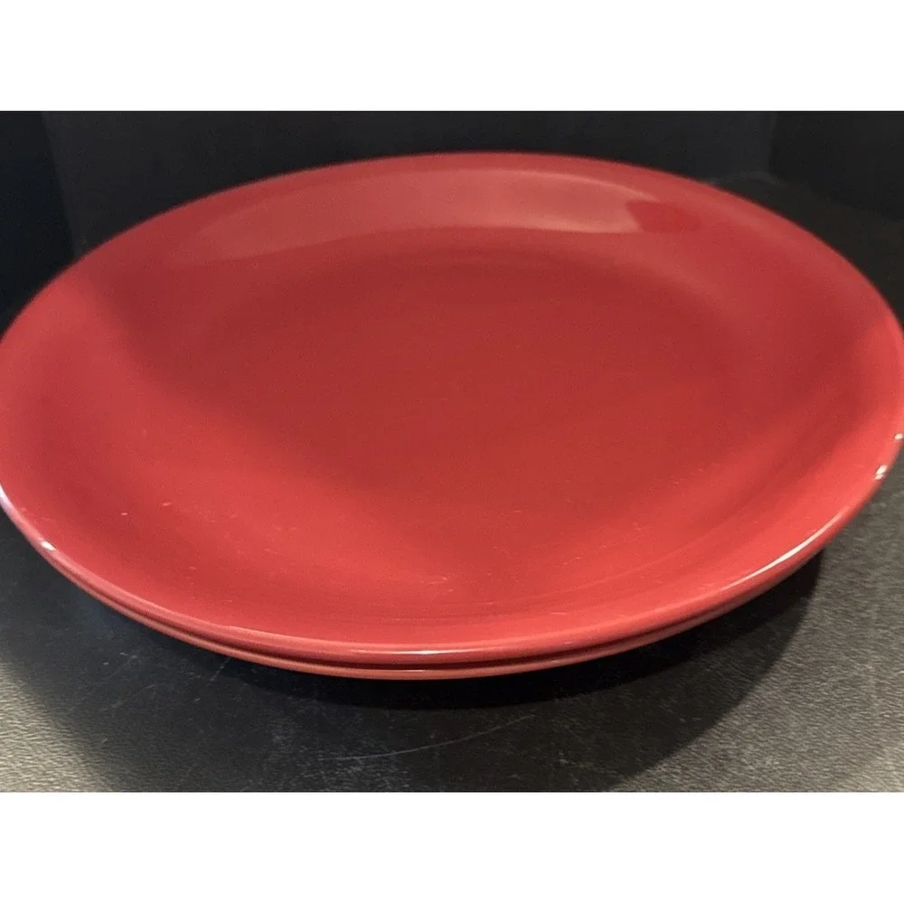 Mainstays Red Stoneware Stackables Dinner Plates Plate Set Of 2